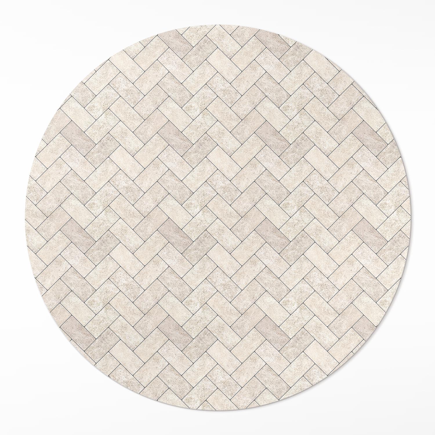 Okrúhly koberec s potlačou Vinylová kamenná jedľa s dlažobnými kockami ⌀ 90 cm