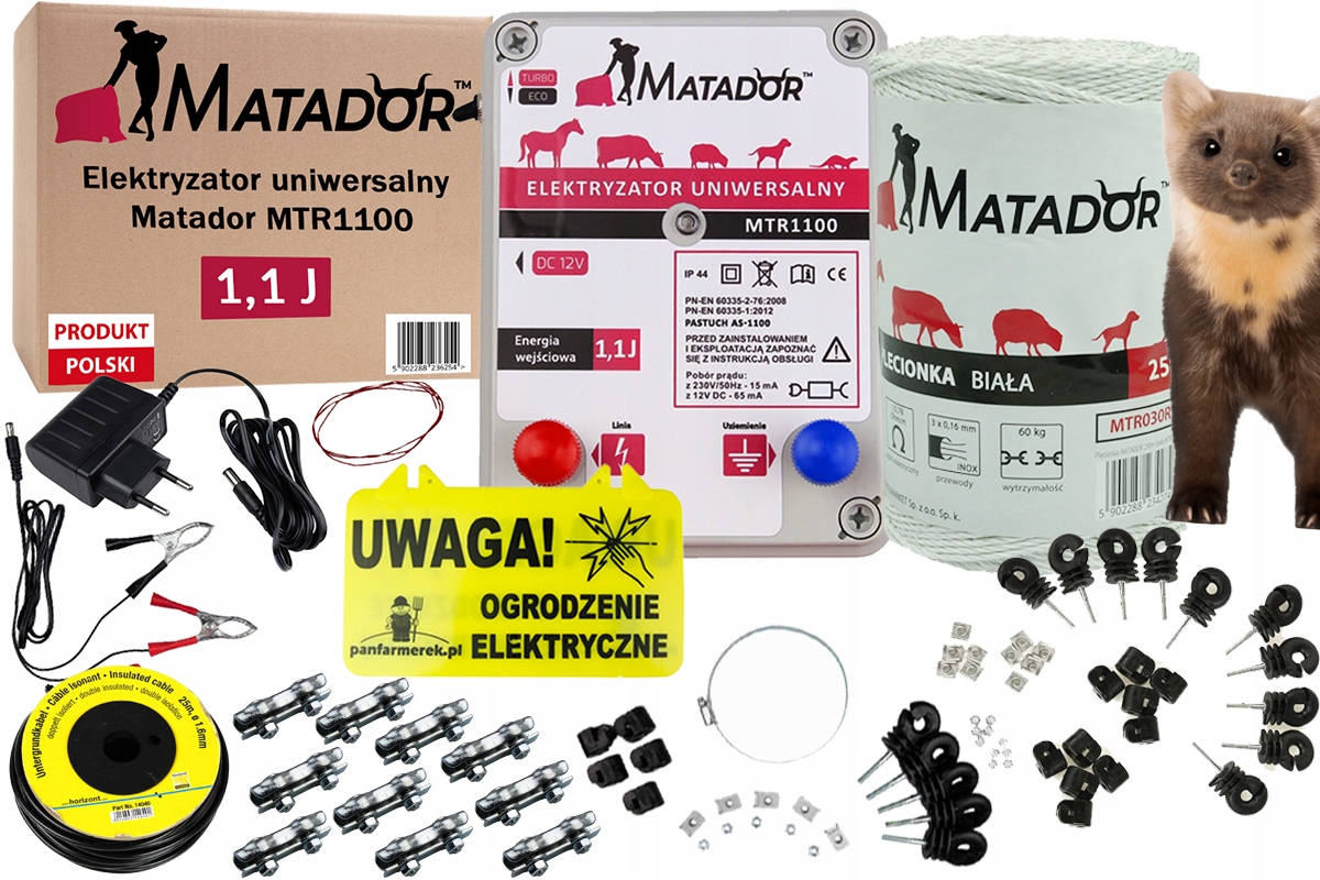 ZESTAW PASTUCH ELEKTRYCZNY KUNY kunę na strychu dachu KOMPLET 4 RYNNY