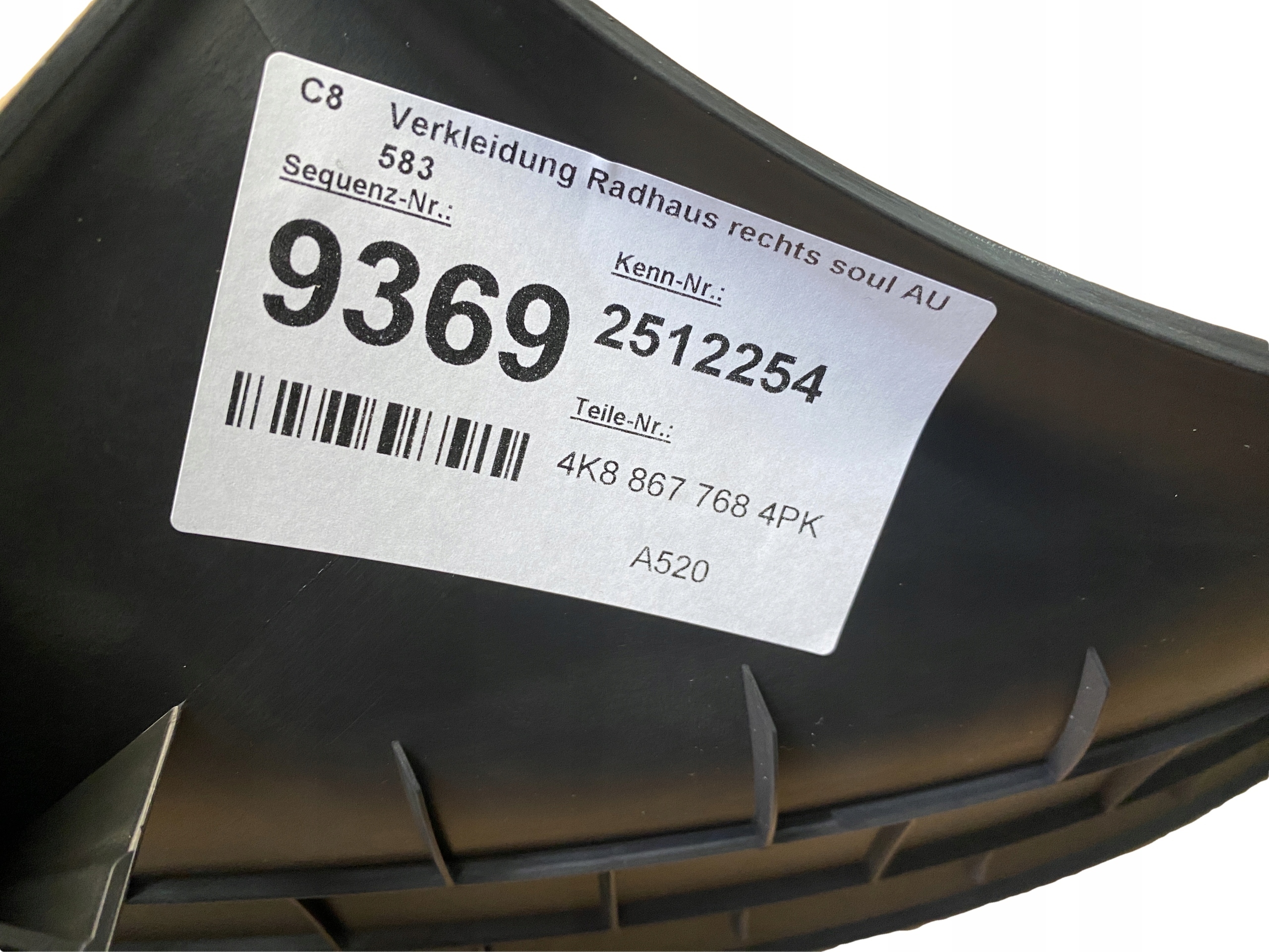 AUDI A7 4K Blende Abdeckung DER SCHWELLE rechts heck 4K8867768