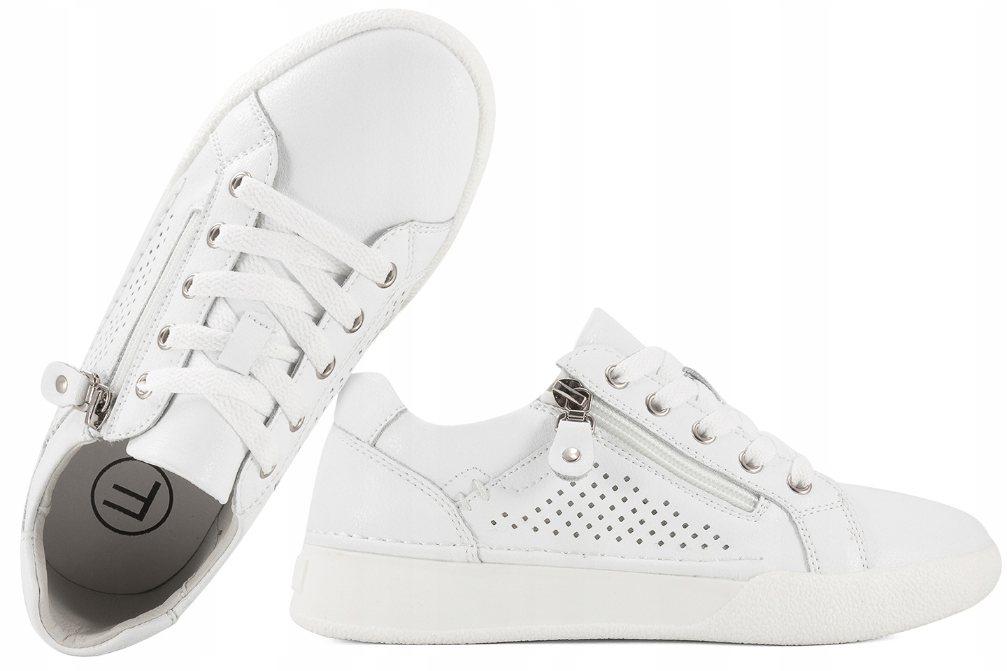 Filippo DP6080 Kožené Polobotky Dámské Tenisky Koturn bílé 37