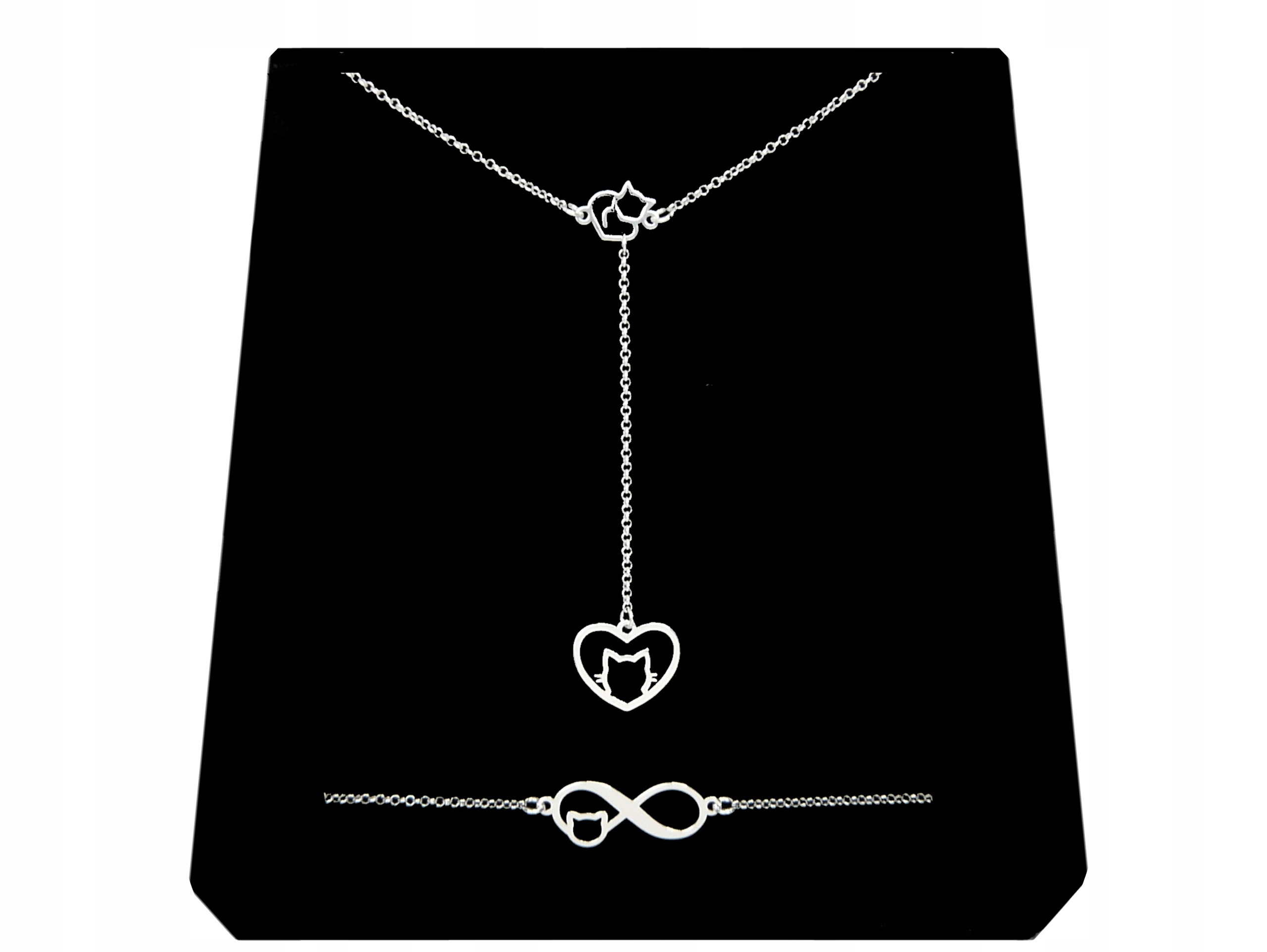 

Komplet Serce Kot Kotek Nieskończoność srebro 925