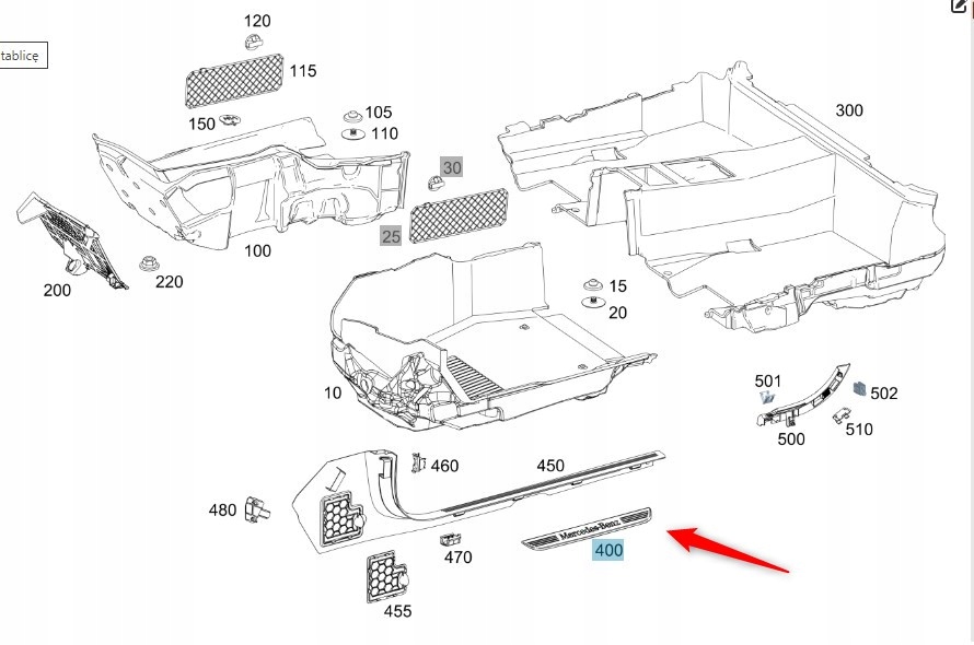 Chromovaná Prahová Lišta Mercedes A2056801335