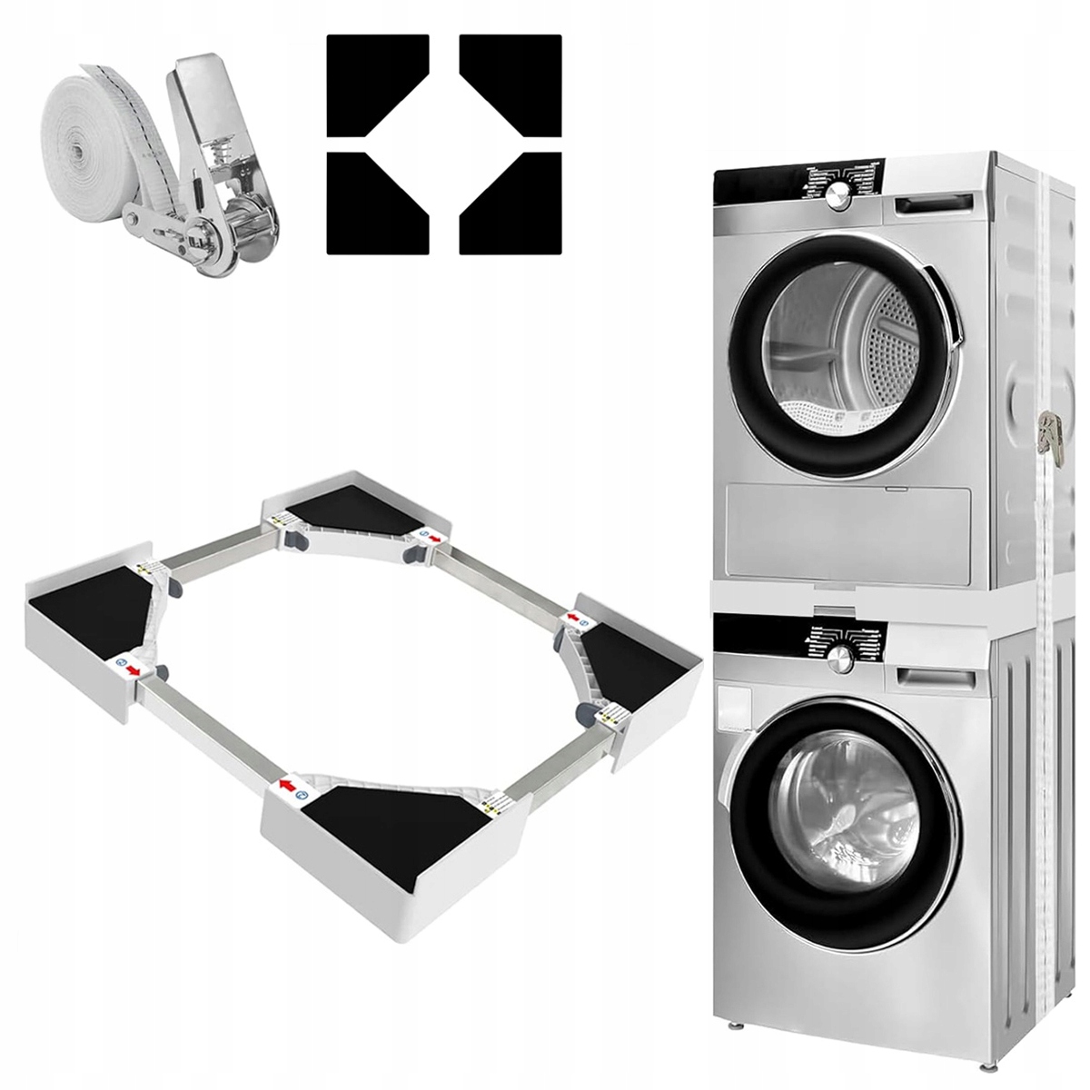 Łącznik Pralki Suszarki Uniwersalny Regulowany rozmiar +antywibracyjna Pas