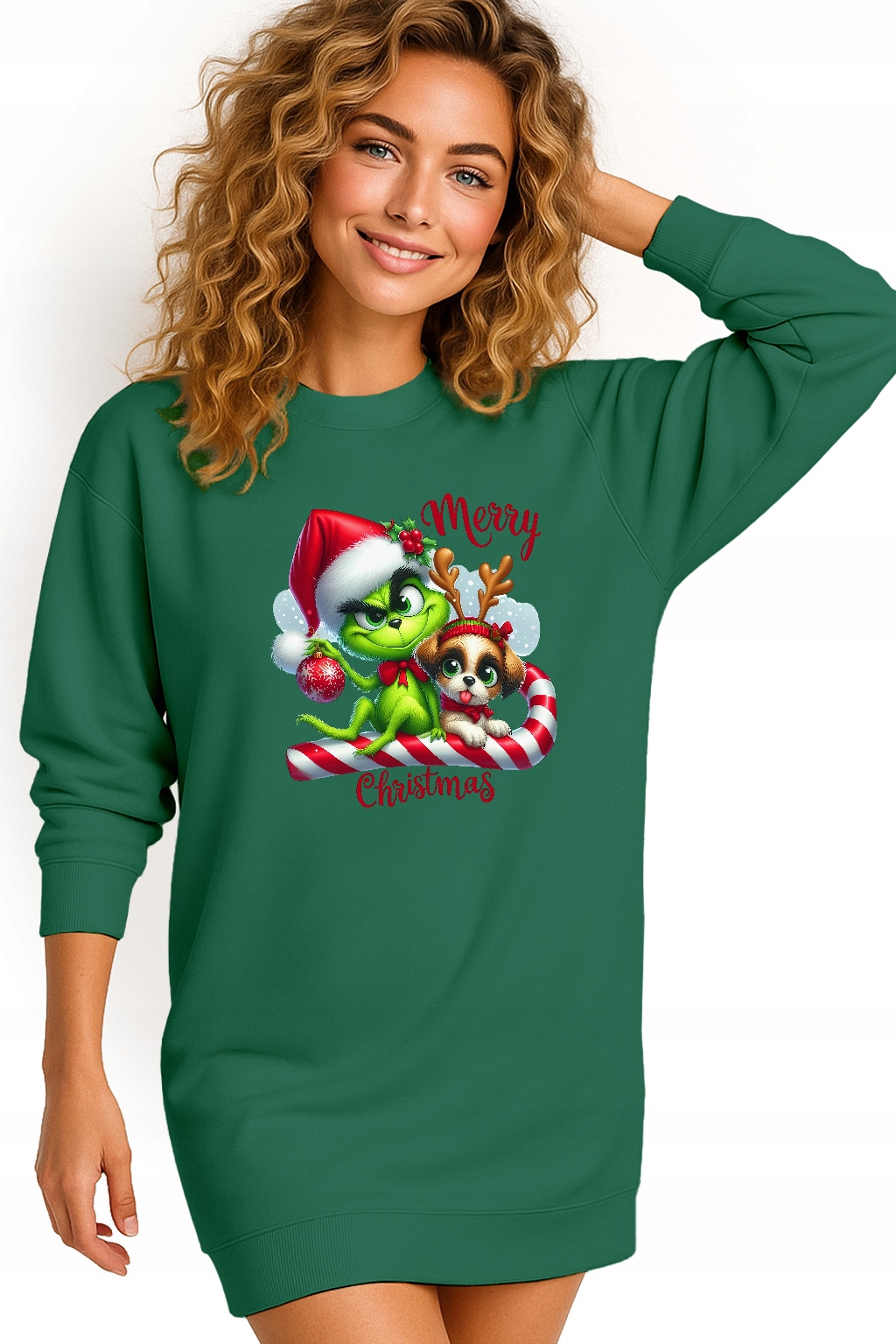 Mikina Dámská Vánoční Oversize Šaty Grinch Sob Dárek Vánoce S