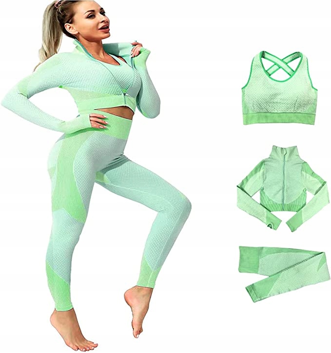 DAMSKI 3-CZĘŚCIOWY DRES FITNESS TRENINGOWY 4XL,S Kolor dominujący inny
