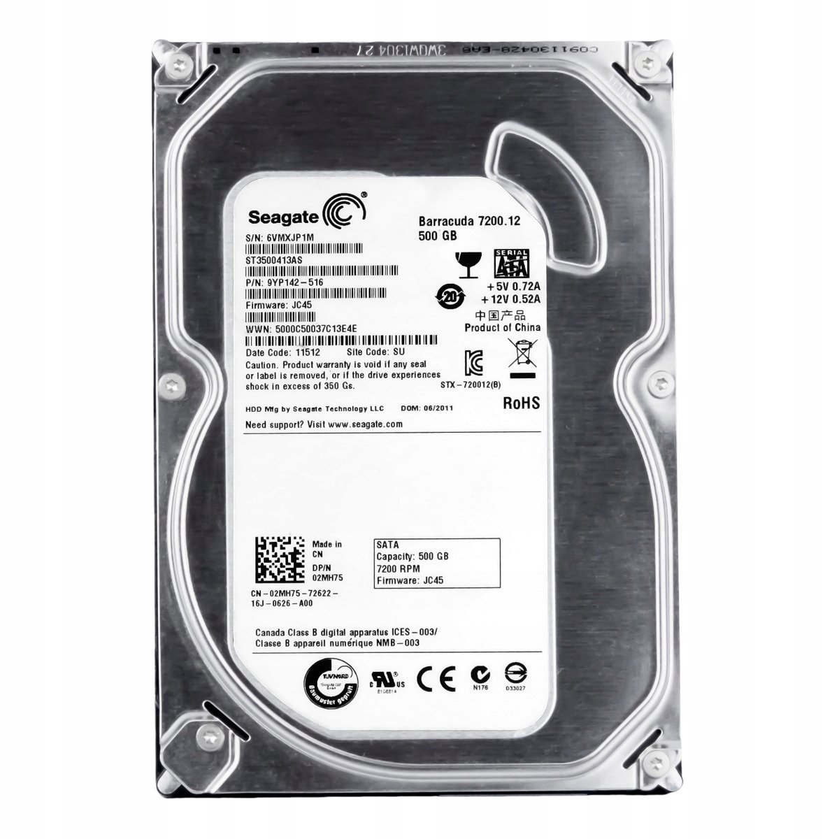 Dell 02MH75 500GB 7.2K Sata III 3.5'' ST3500413AS