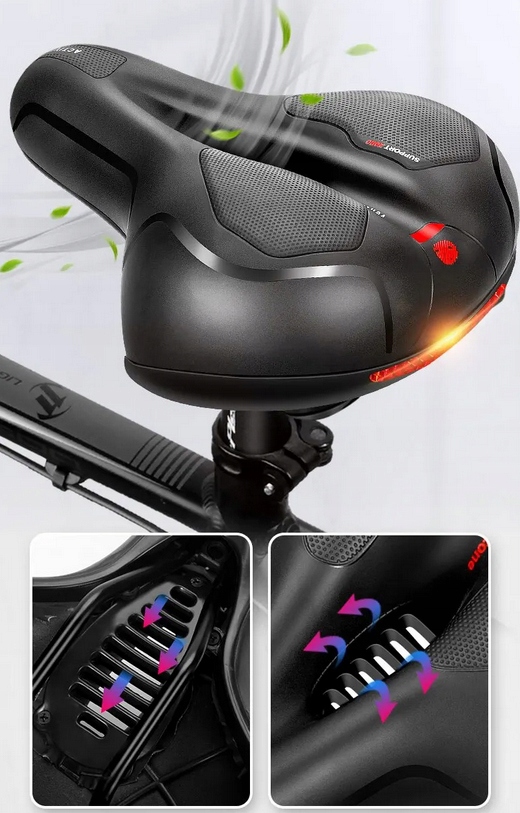 Wygodne Elastyczne Oddychające Siodełko Rowerowe AMORTYZUJĄCE + ODBLASK Marka bez marki