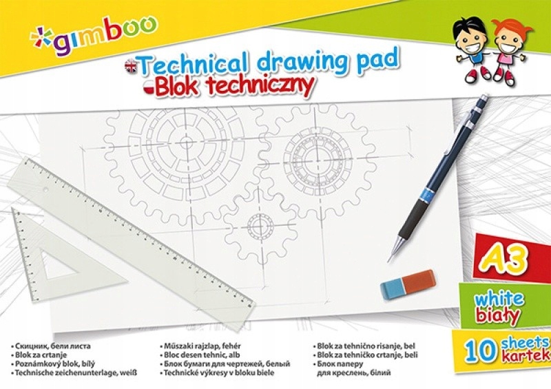 Blok techniczny A3 GIMBOO A4 10 kartek biały