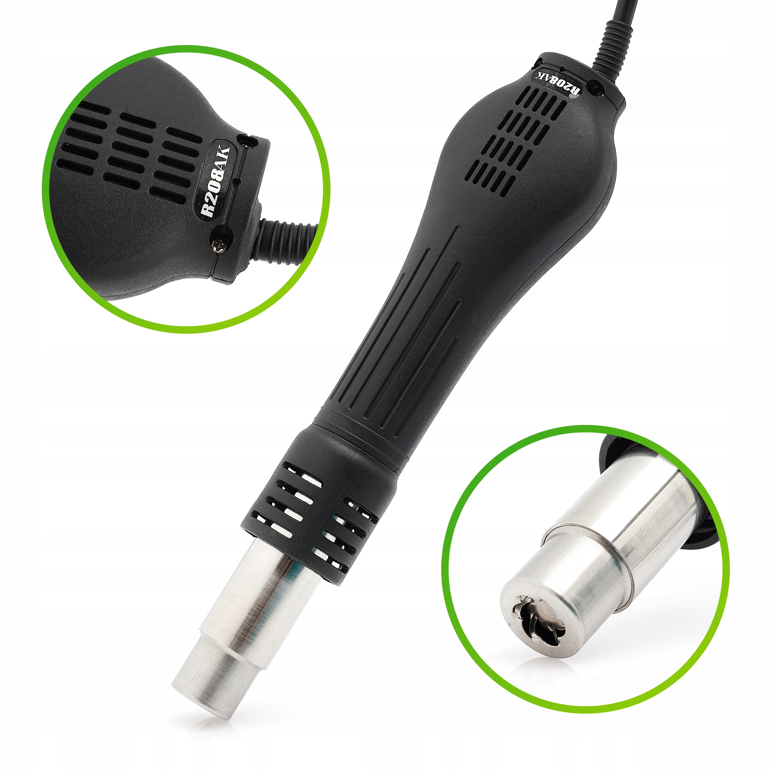 ZESTAW STACJA 2W1 YIHUA 852D+ DYSZE PLATFORMA PCB PĘSETA KOLBA TECHREBAL Zasilanie sieciowe