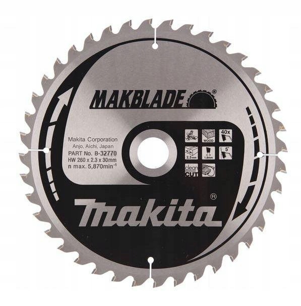 Kotoučová pila 260x30x40z Makblade, dřevo Makita