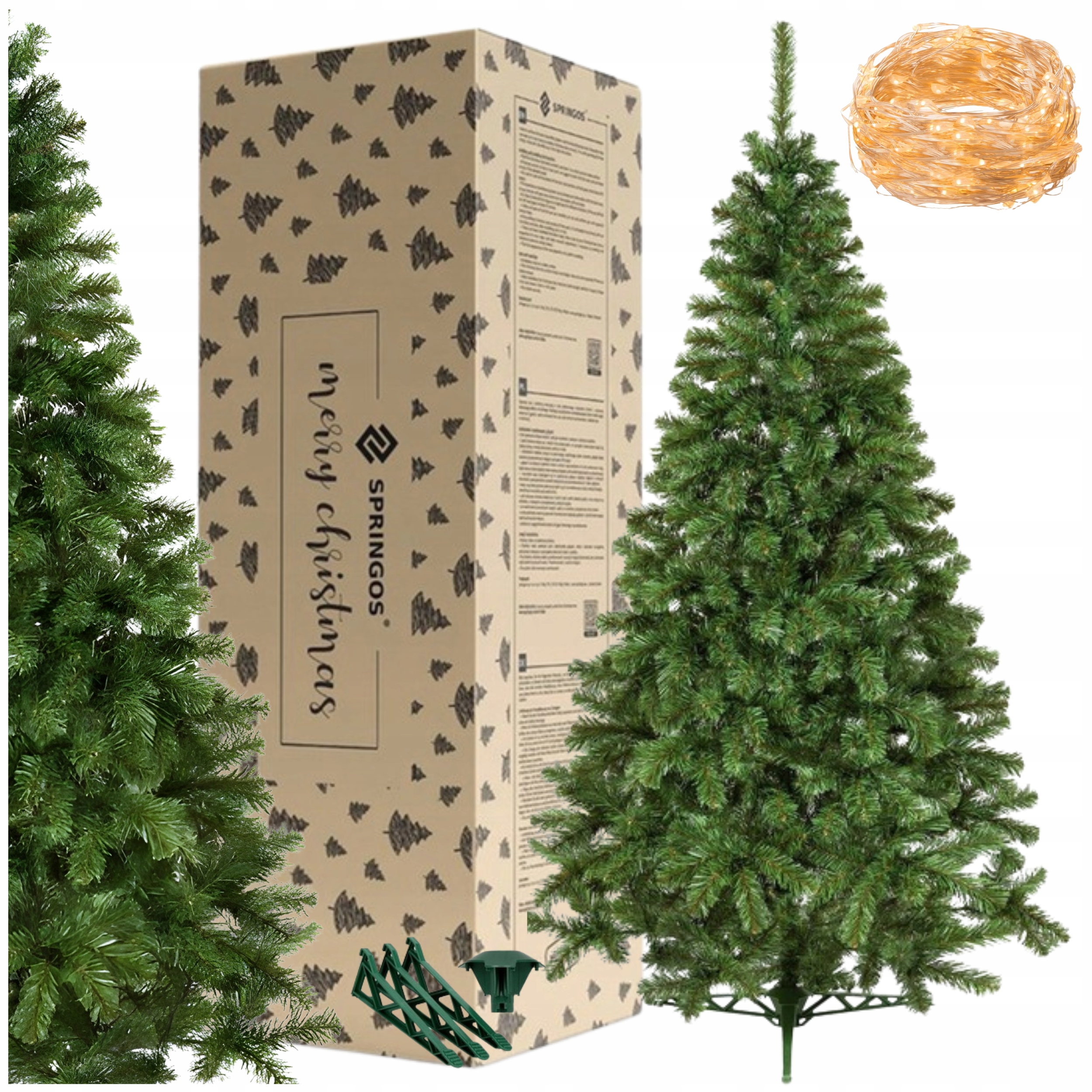 Umelý Vianočný Stromček Jedľa Zelená Hustá 180 cm Stojan Smrek Borovica Ako Živá