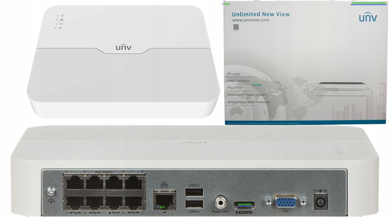 Rejestrator IP Uniview NVR301-08LS3-P8 / 8 kamer, 8MPx, 8 x PoE, VCA