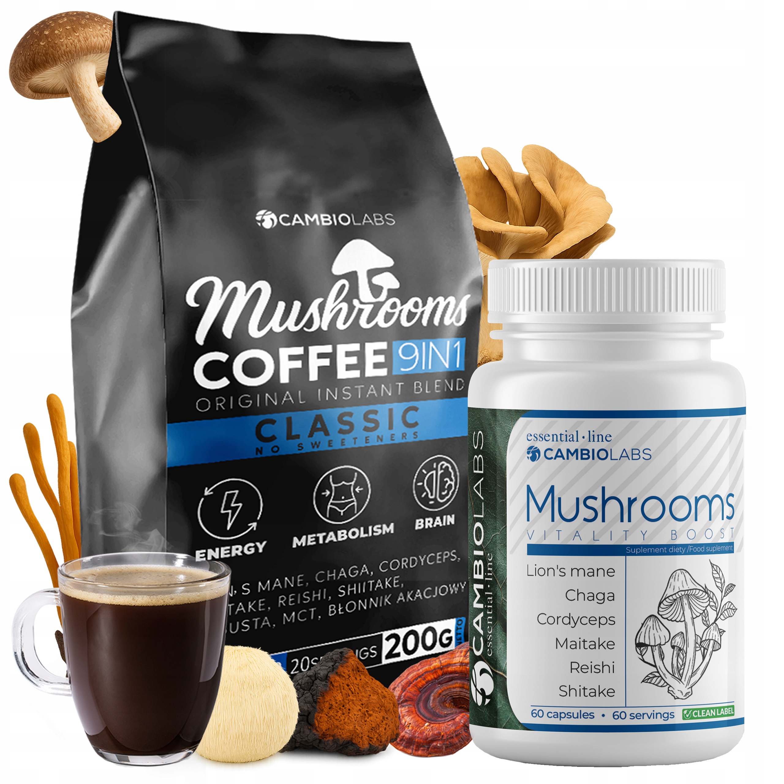 Kawa Funkcjonalna Mushrooms Coffee Lions Mane Chaga Maitake Shiitake 9 w 1
