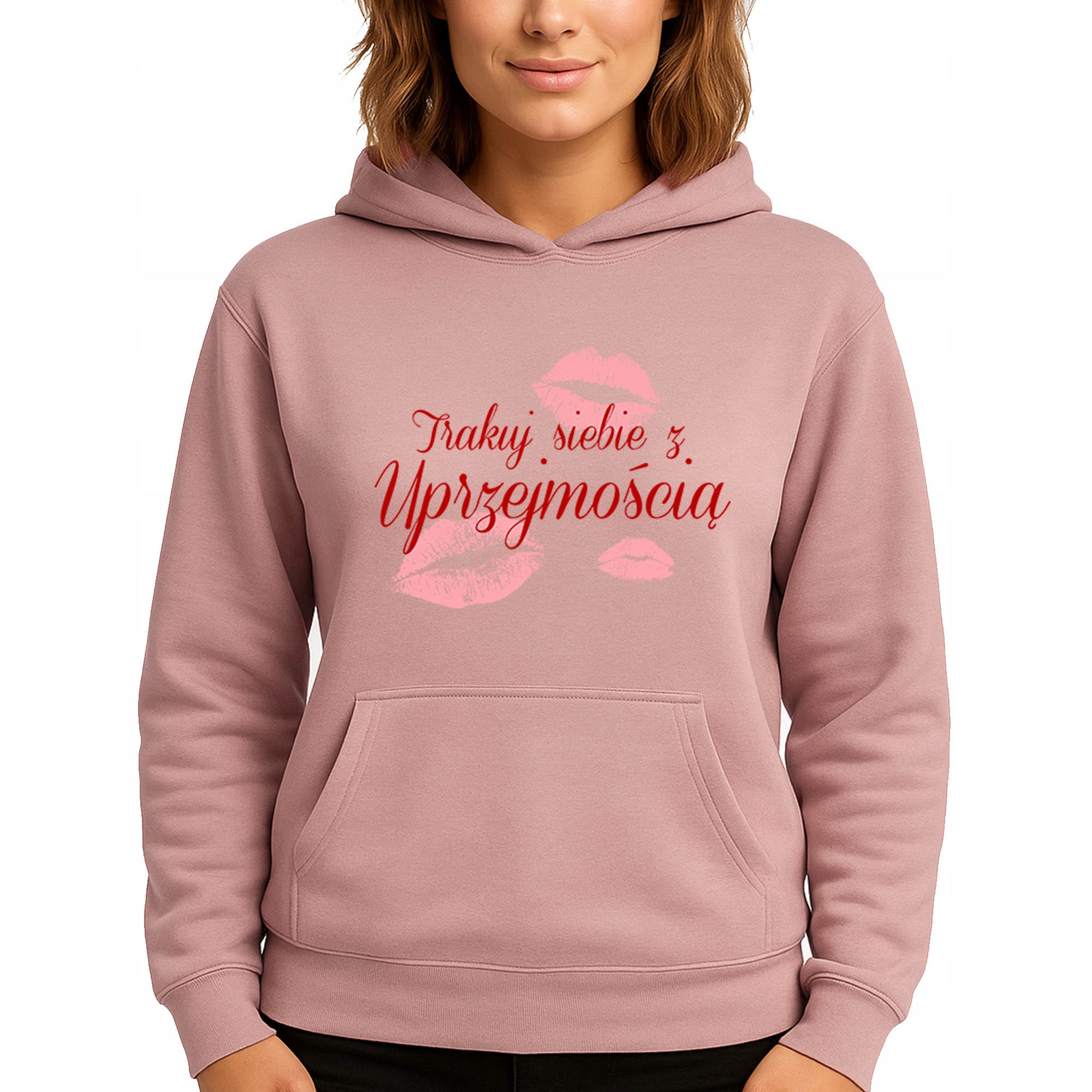 Mikina Růžová Hoodie S Kapucí Chovejte se k sobě s laskavým svolením Vel S
