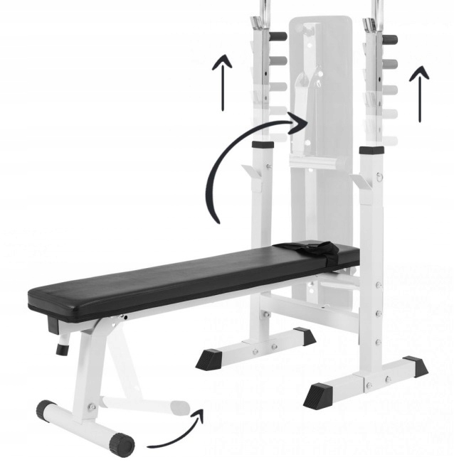 Ławka do wyciskania 3w1 biała + sztanga 60 kg Maksymalne obciążenie 200 kg
