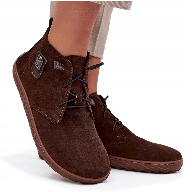 Dámské Polobotky Barefoot Přírodní Semišová Ozdoba Zazoo 30072 Čokoládové 41