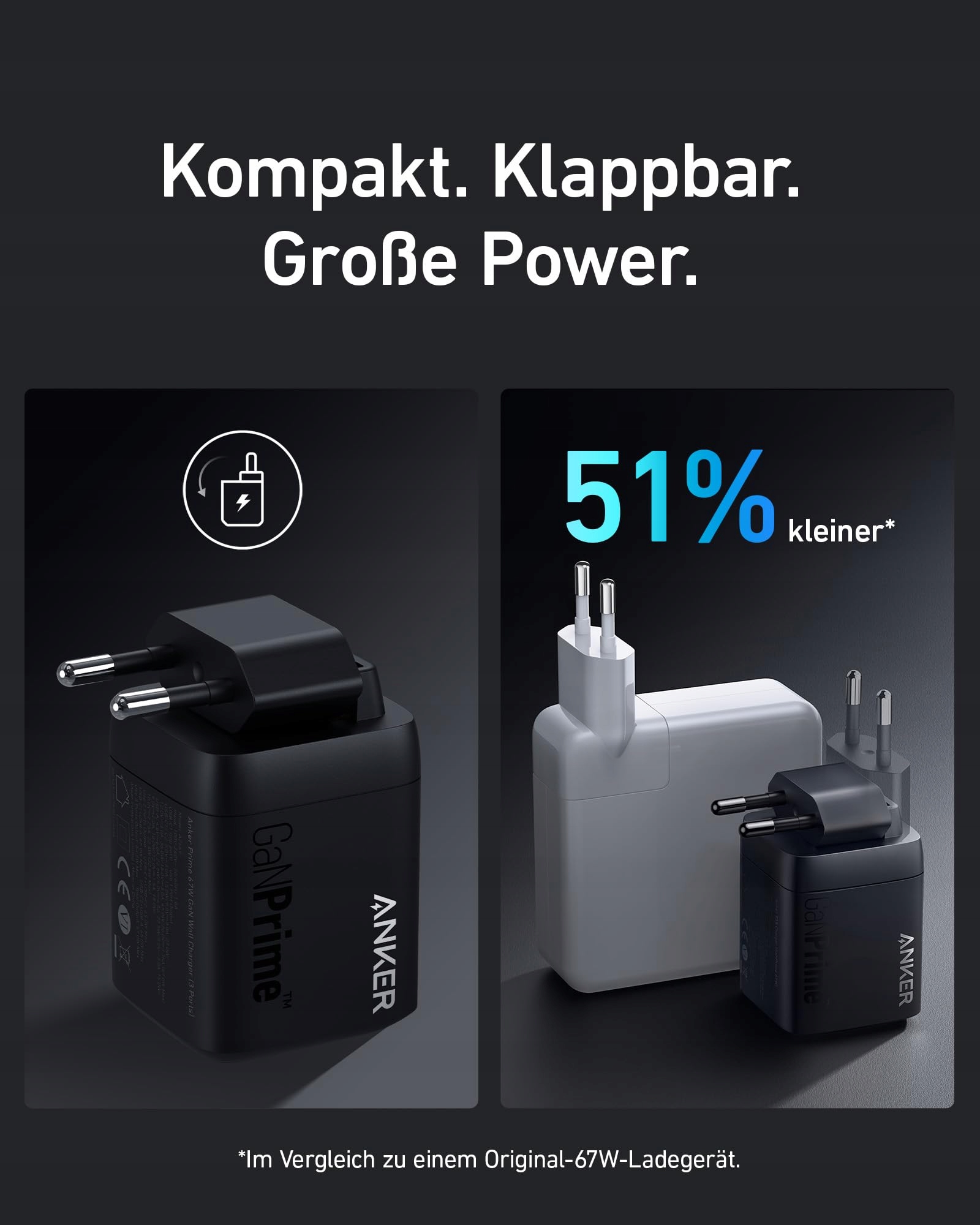 ANKER Ładowarka USB-C 67W GaN 3 Porty Szybkie Ładowanie iPhone MacBook iPad — miniatura 3