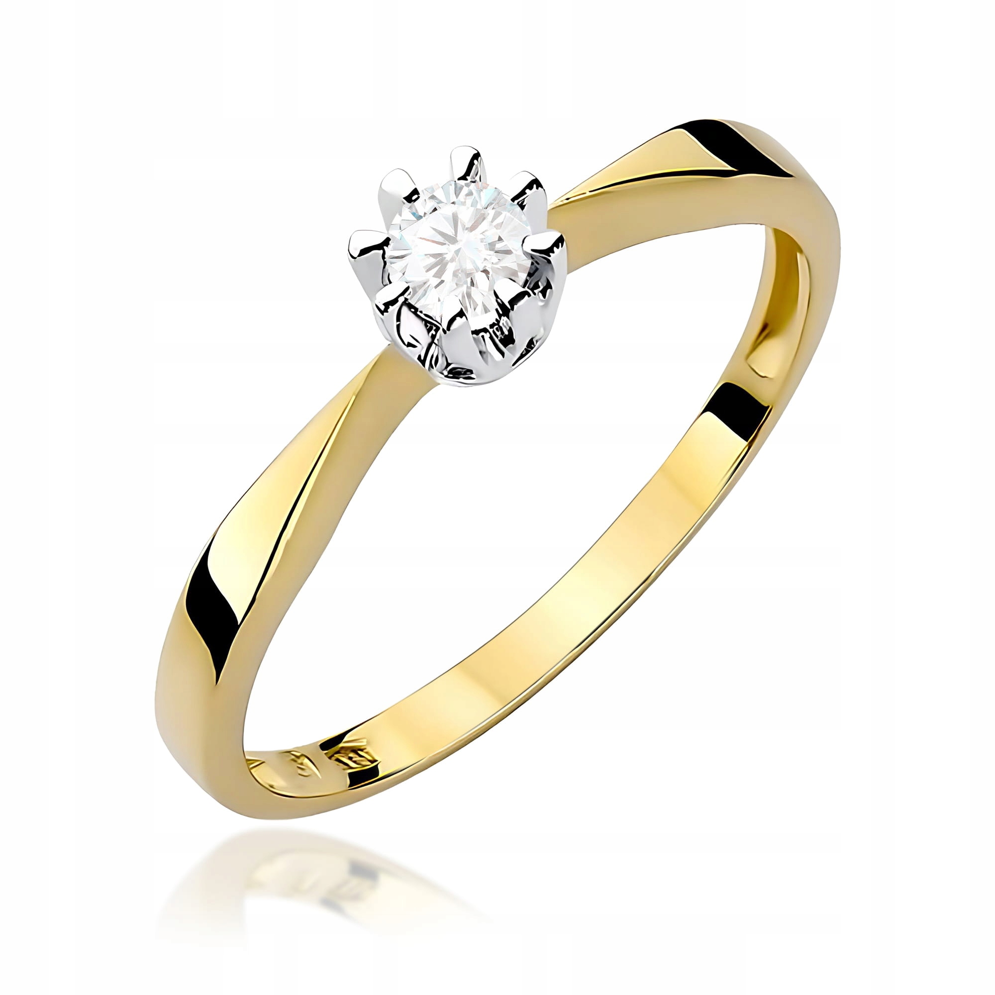 Zlatý prstýnek 585 s 0.15 ct kulatý diamantem pro zásnuby pro ni