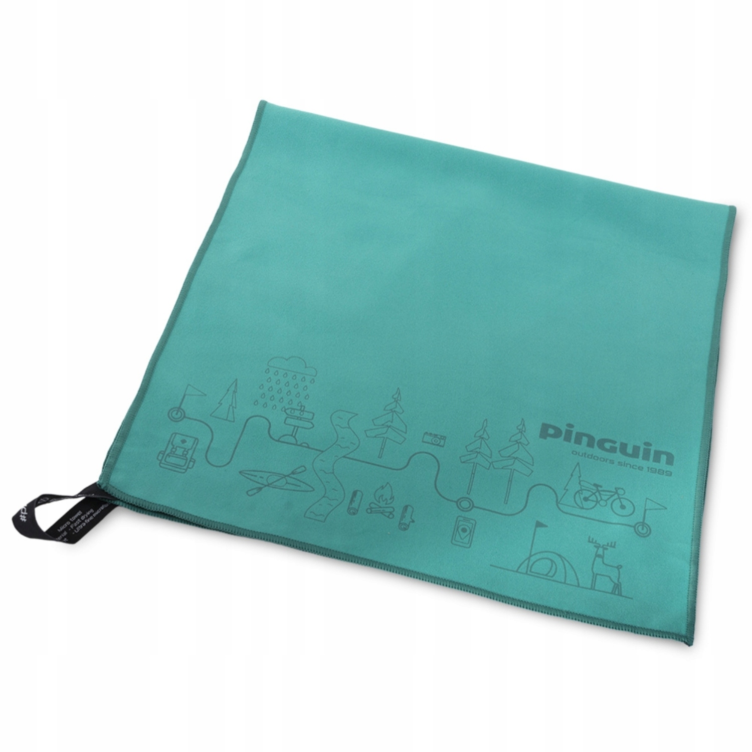 Ręcznik szybkoschnący Pinguin Micro Towel M Mapa 40x80 petrol