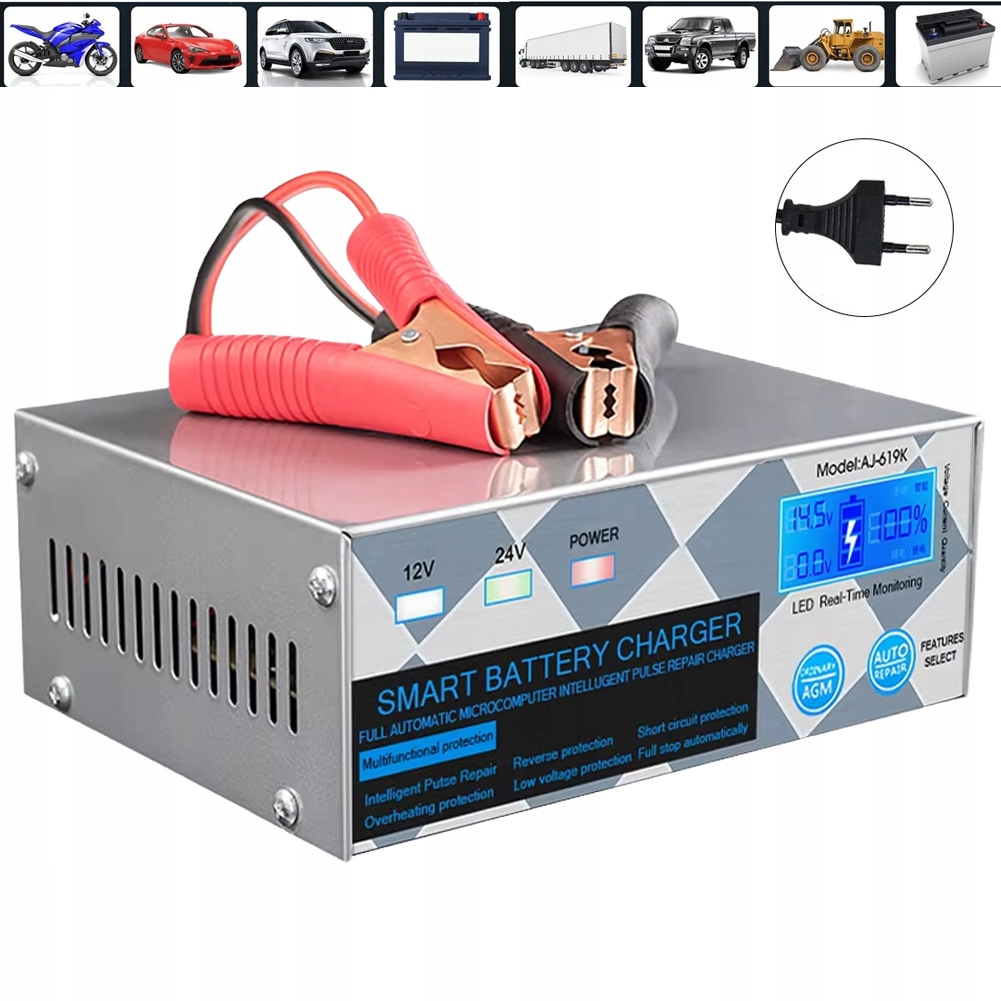 Inteligentny Prostownik do Akumulatorów 12V 24V 260W Ładowarka Samochodowa