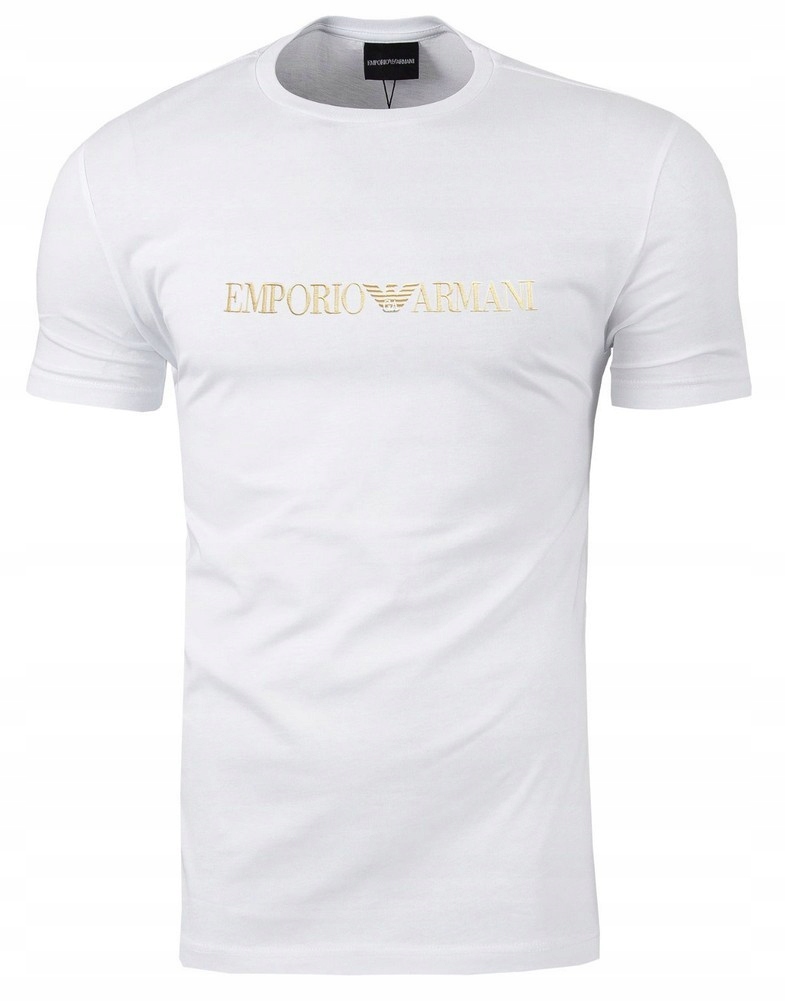 T-shirt Emporio Armani Koszulka Wyszywany Napis Logo Biały M