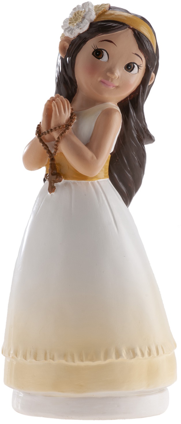 FIGURKA Komunijna Ozdobna Tort Ciasto Komunia Święta DZIEWCZYNKA Z RÓŻAŃCEM