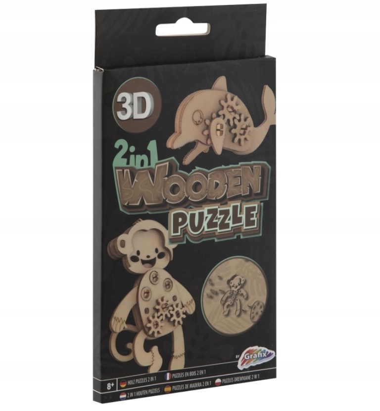 

Grafix 2w1 Drewniane puzzle 3D ze zwierzętami 10cm
