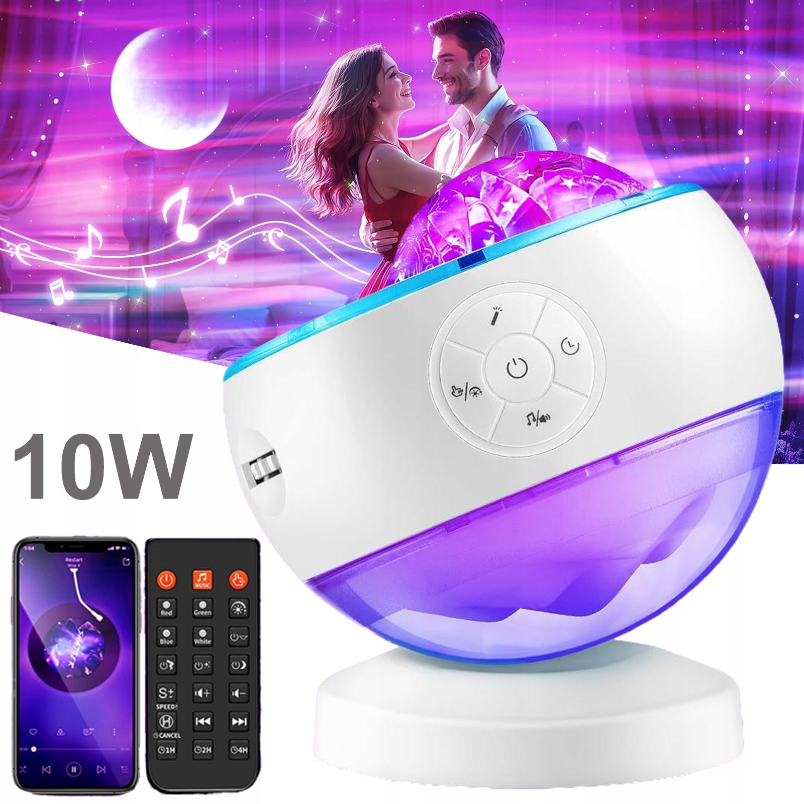 Projektor Gwiazd Planetarium Aurora Głośnik Bluetooth Pilot