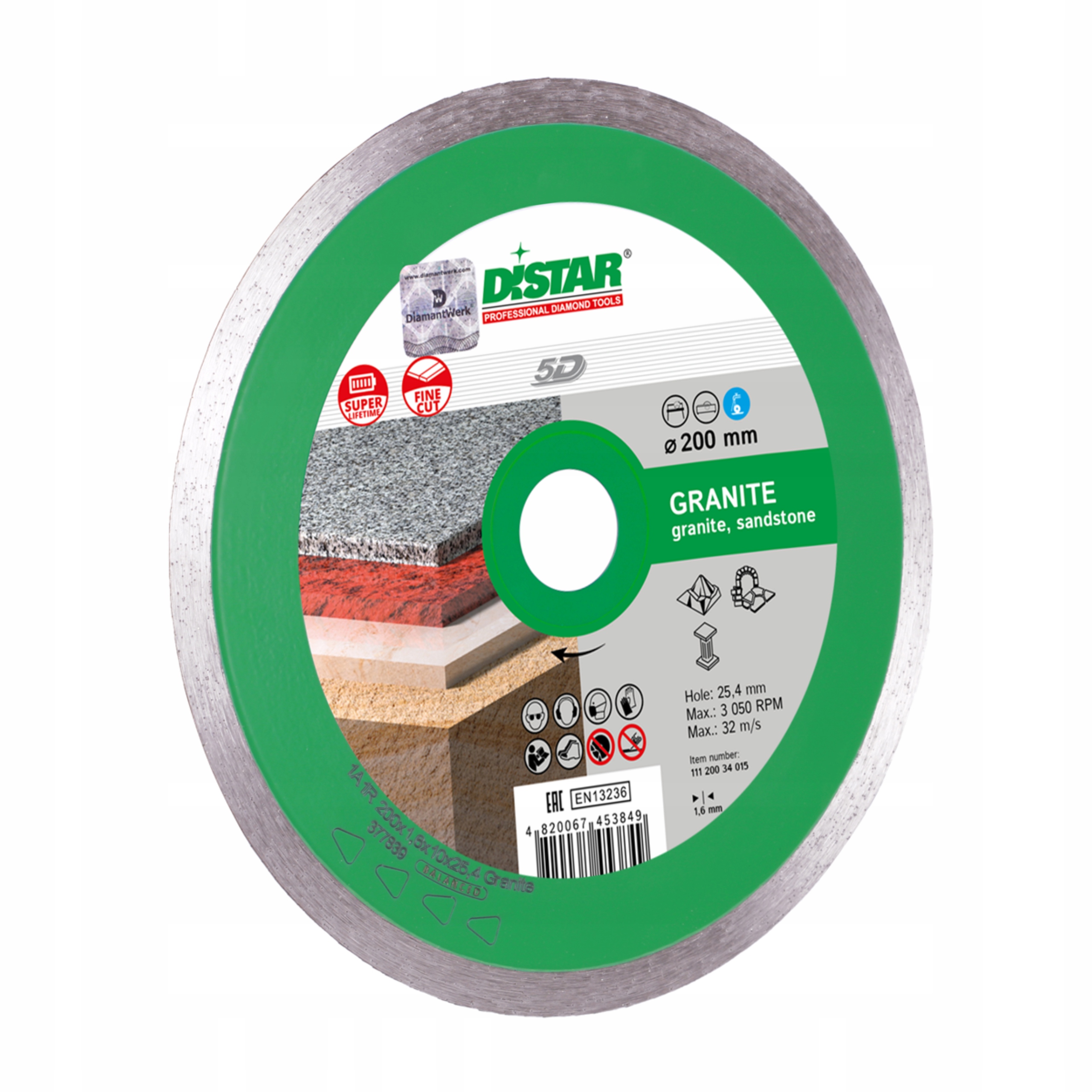 Diamantový kotouč Granit Piaskowiec Distar 200 mm x 25,4 mm Výprodej
