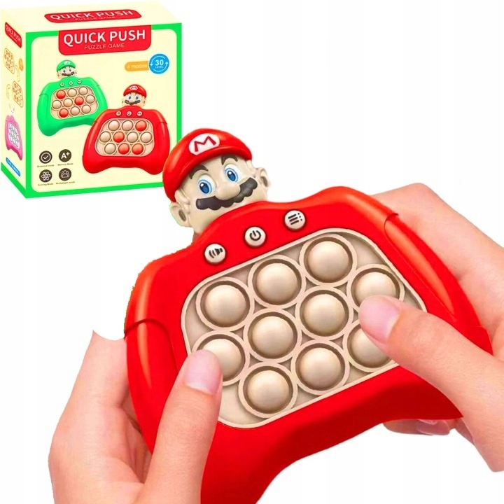 GRA POP IT FAST PUSH ANTYSTRESOWA ZRĘCZNOŚCIOWA BĄBELKI ELEKTRYCZNA KONSOLA Model MARIO
