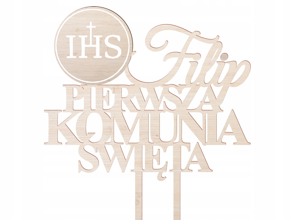 

Topper Ihs na Komunia dekoracja tort Ihs
