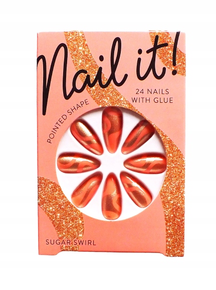 Nail it! Umelé nechty Tipsy SUGAR SWIRL 24ks Pointed Shape