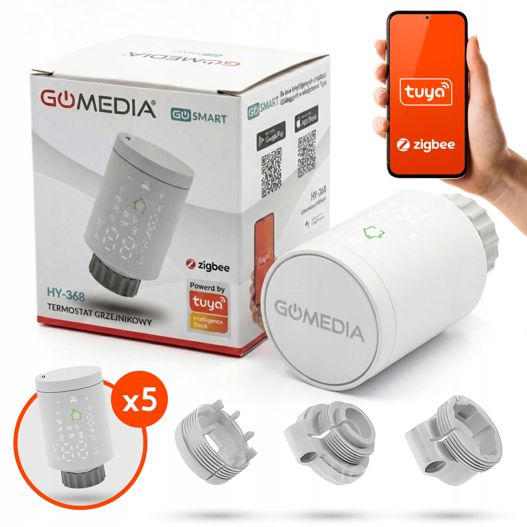 Termostatický radiátor HY368 Smart Home Tuya ZigBee 5 kusů
