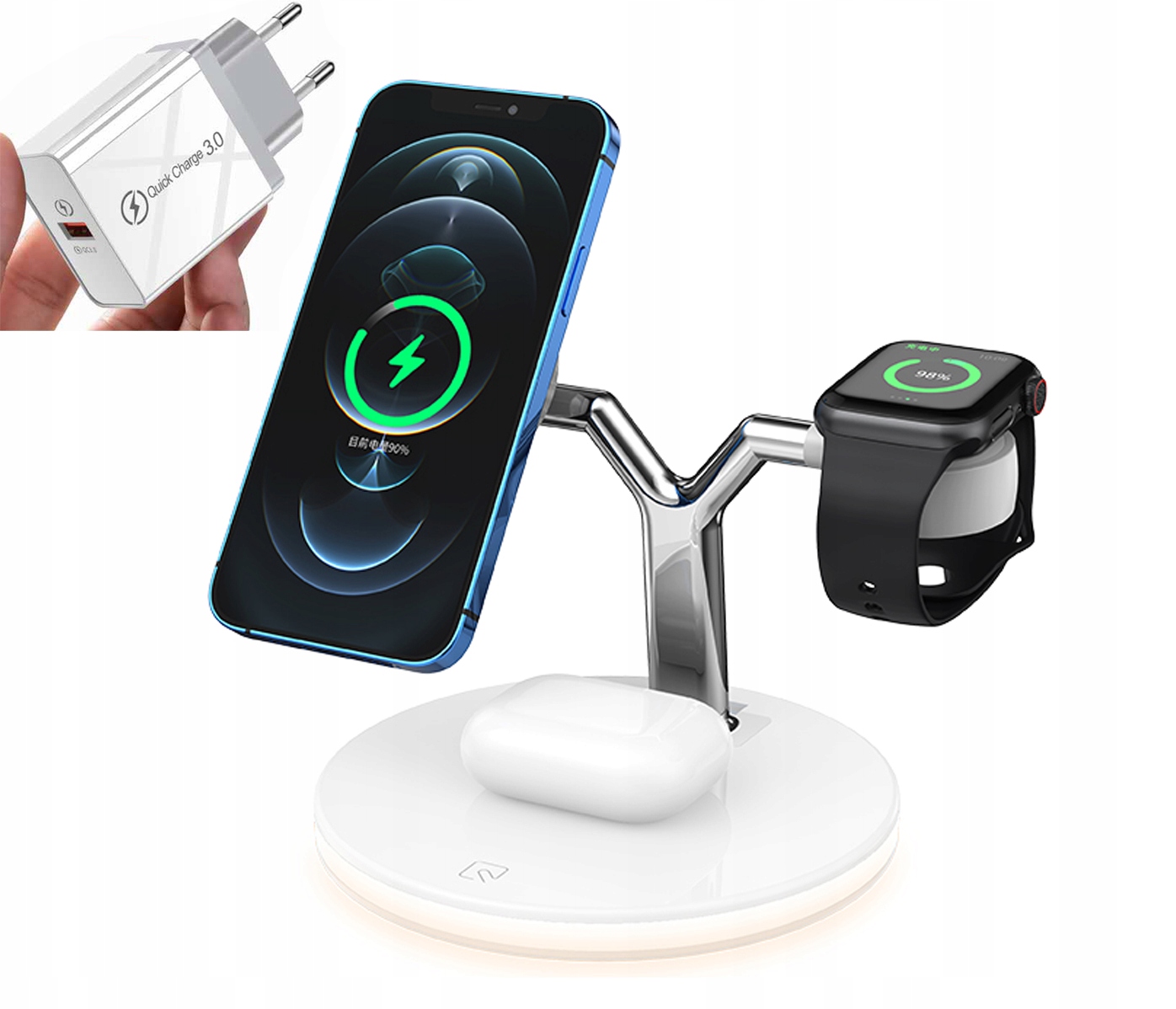 

Stacja dokująca Qi Do Apple iPHONE Airpods Lampka
