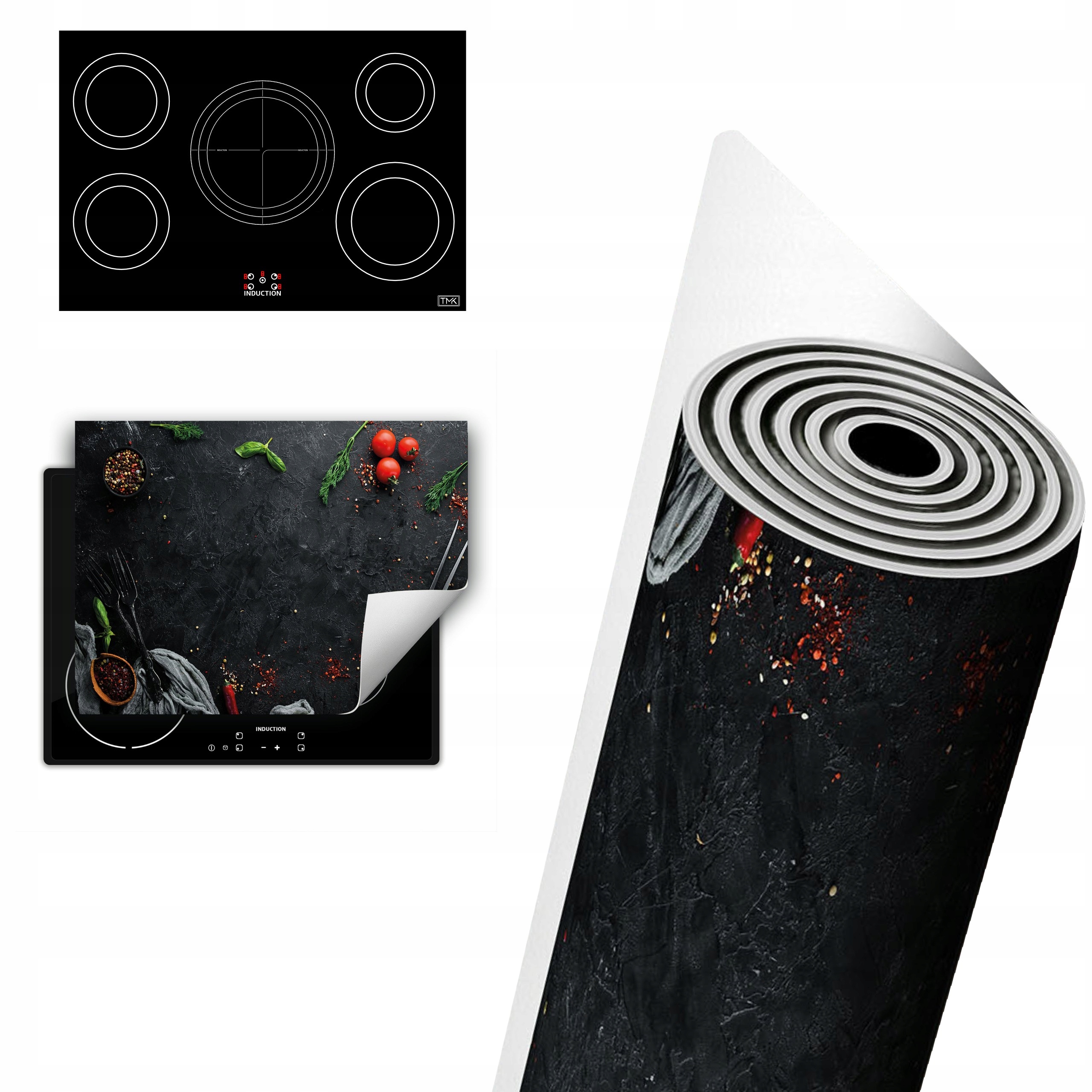 Vinylová Ochrana Na Indukci Deska 80x52 břidlice koření chilli