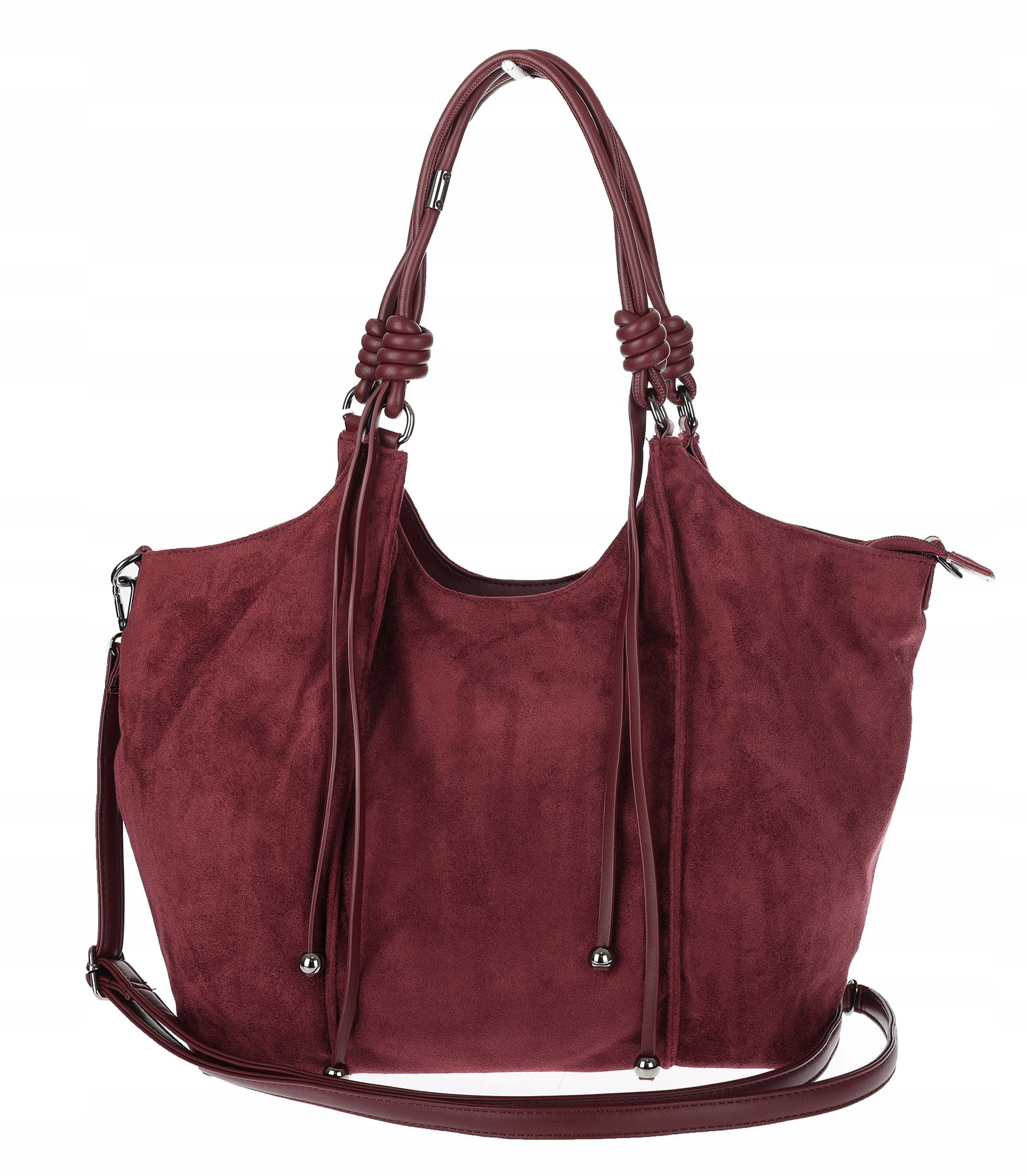 Dámská shopper kabelka prostorná semišová módní taška D0717 Bordó