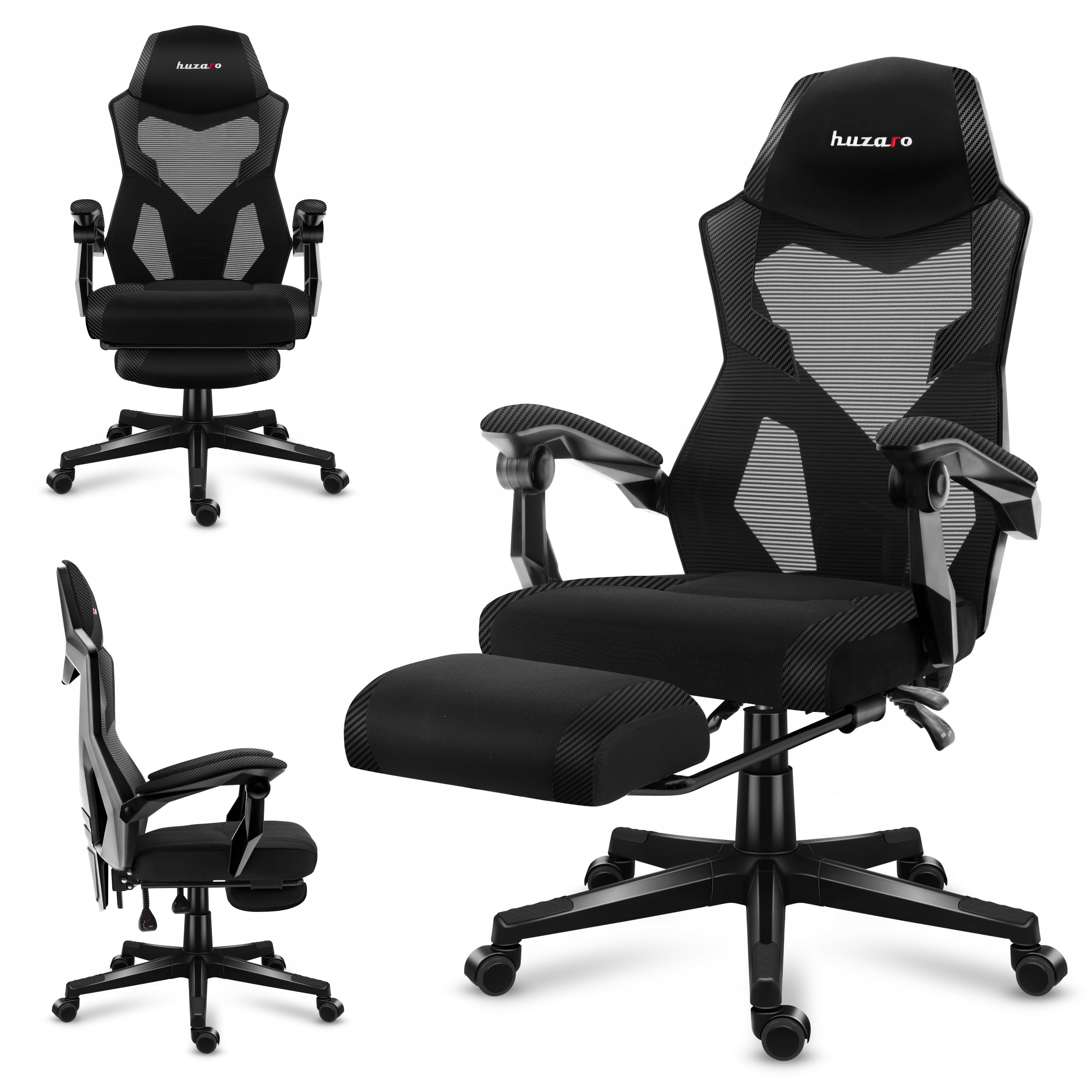 Otočná herná stolička Huzaro s ergonomickým podnožkovým roštom, 150 kg