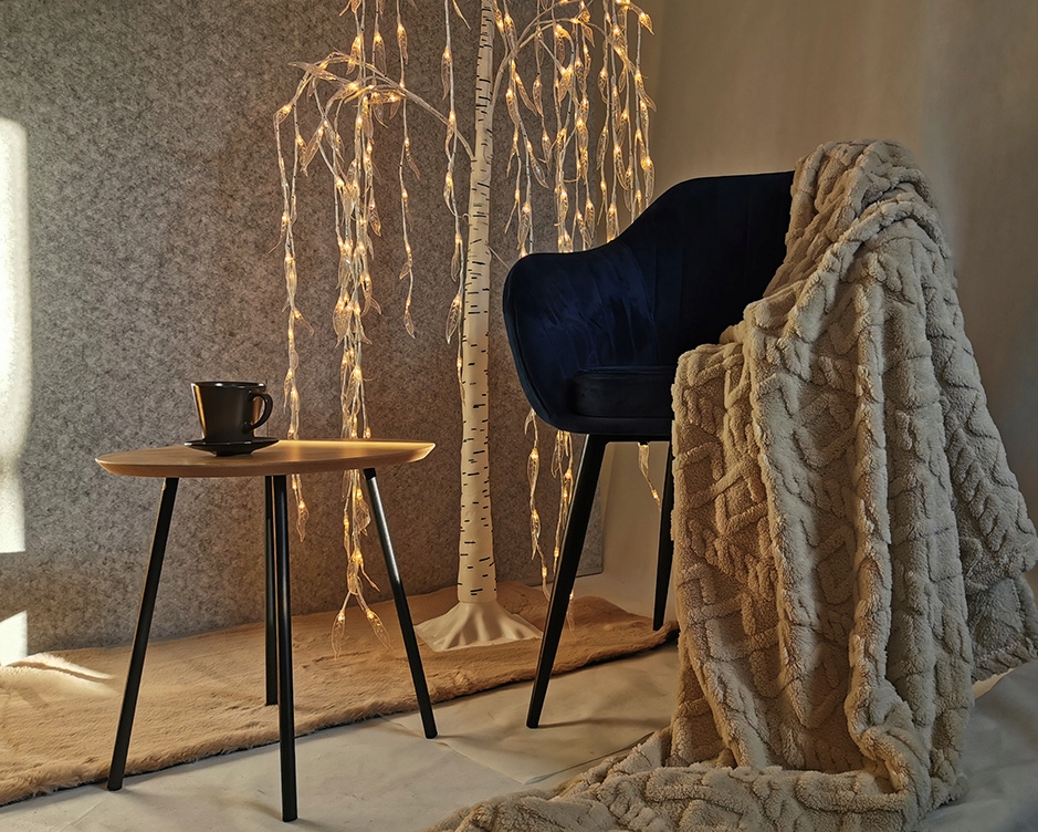 GRUBY CIEPŁY KOC SKANDYNAWSKI PLED NARZUTA NA ŁÓŻKO KANAPĘ 150x200 BEŻ Długość 200 cm