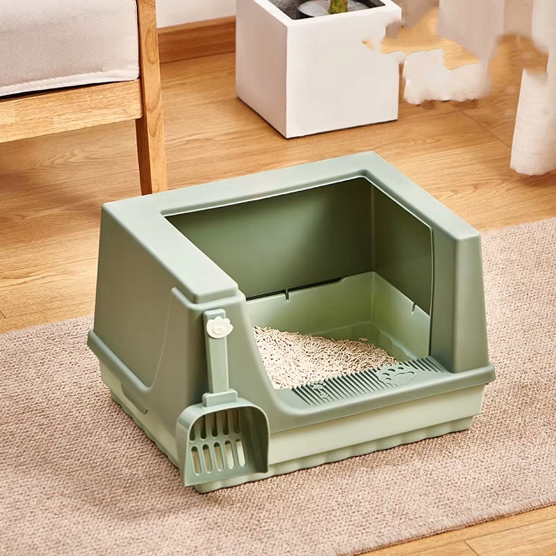 Levně Otevřená toaleta pro kočky s filtrem proti písku, vysoká ochrana, M, zelená