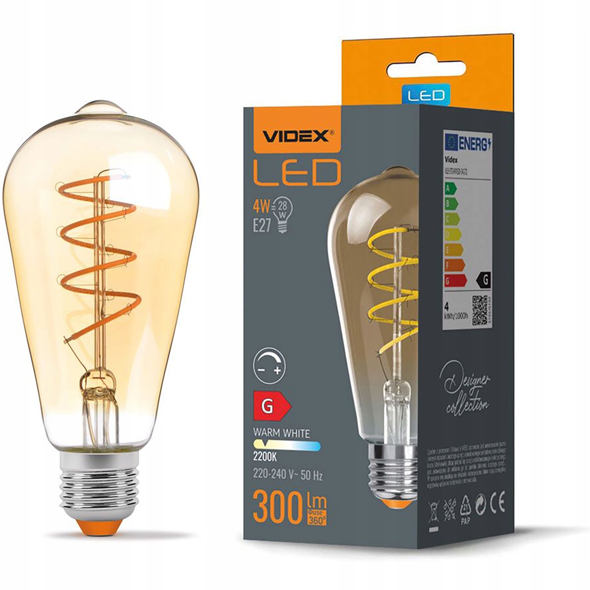 

Żarówka Led E27 ST64 4W 28W Filament Ściemnialna