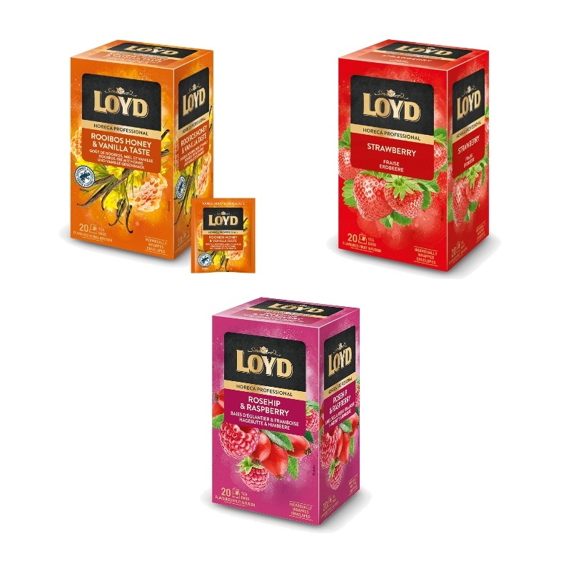 Loyd Horeca Čaj Rosehip Strawberry Rooibos sada 3 příchutí 60 sáčků