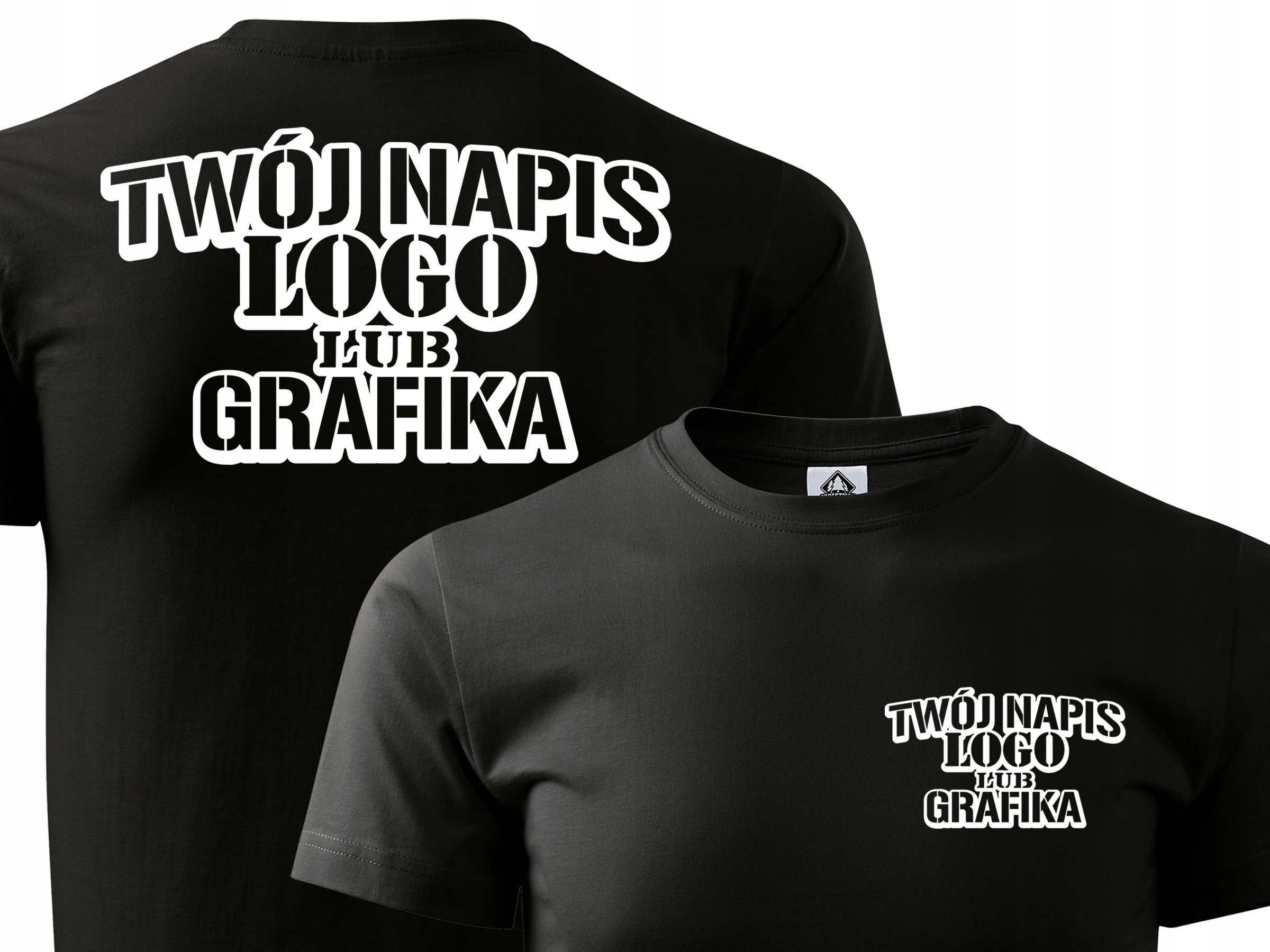 

Czarna bawełniana koszulka na lato z własnym Logo