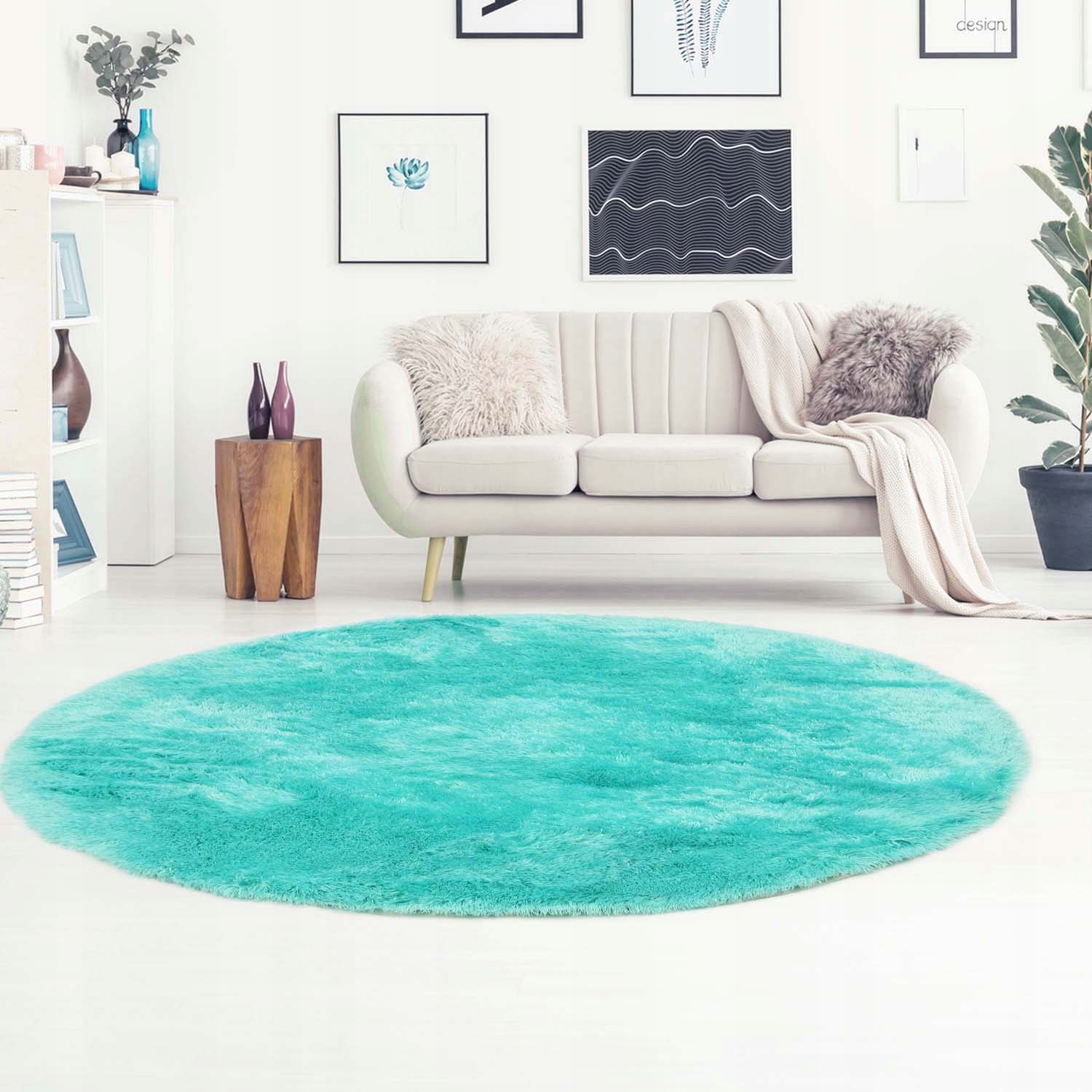 Dywan SOFTI Miękki Pluszowy Okrągły Turkusowy 100 Marka Elsimone Carpets