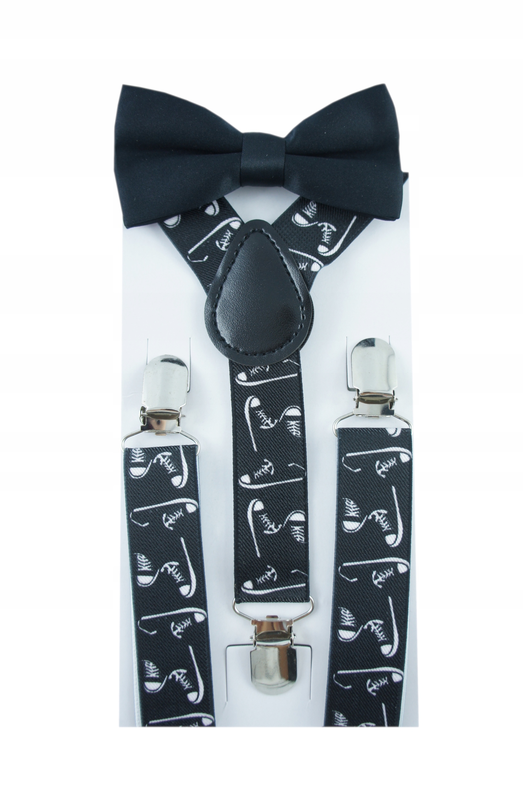 

Szelki i muszka dla dziecka chłopca czarne Trampki