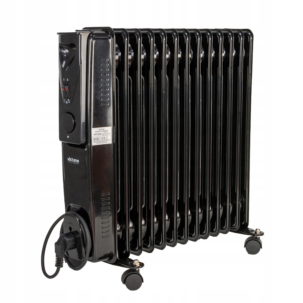 Elektrický Olejový Radiátor 2500W Černý, Výkonný S Termostatem