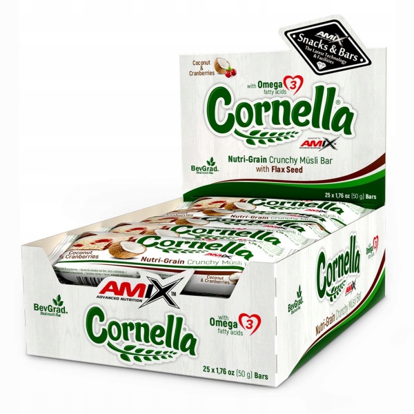 25x Cornella Crunchy Muesli Bar 50g choco coconut cranberries