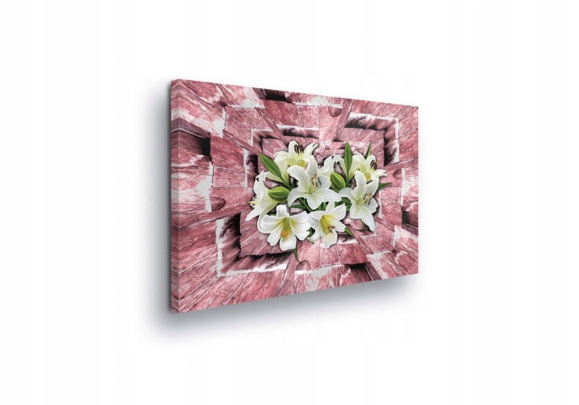 Obraz 80x60 Lilie bílé růžové pozadí geometrie abstrakce zátiší příroda