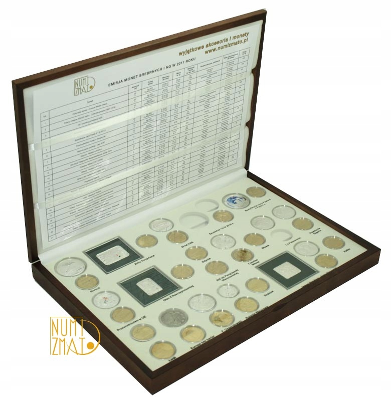 Kaseta Numizmato DE LUXE AG + NG 2011 - na wszystkie monety srebrne i NG