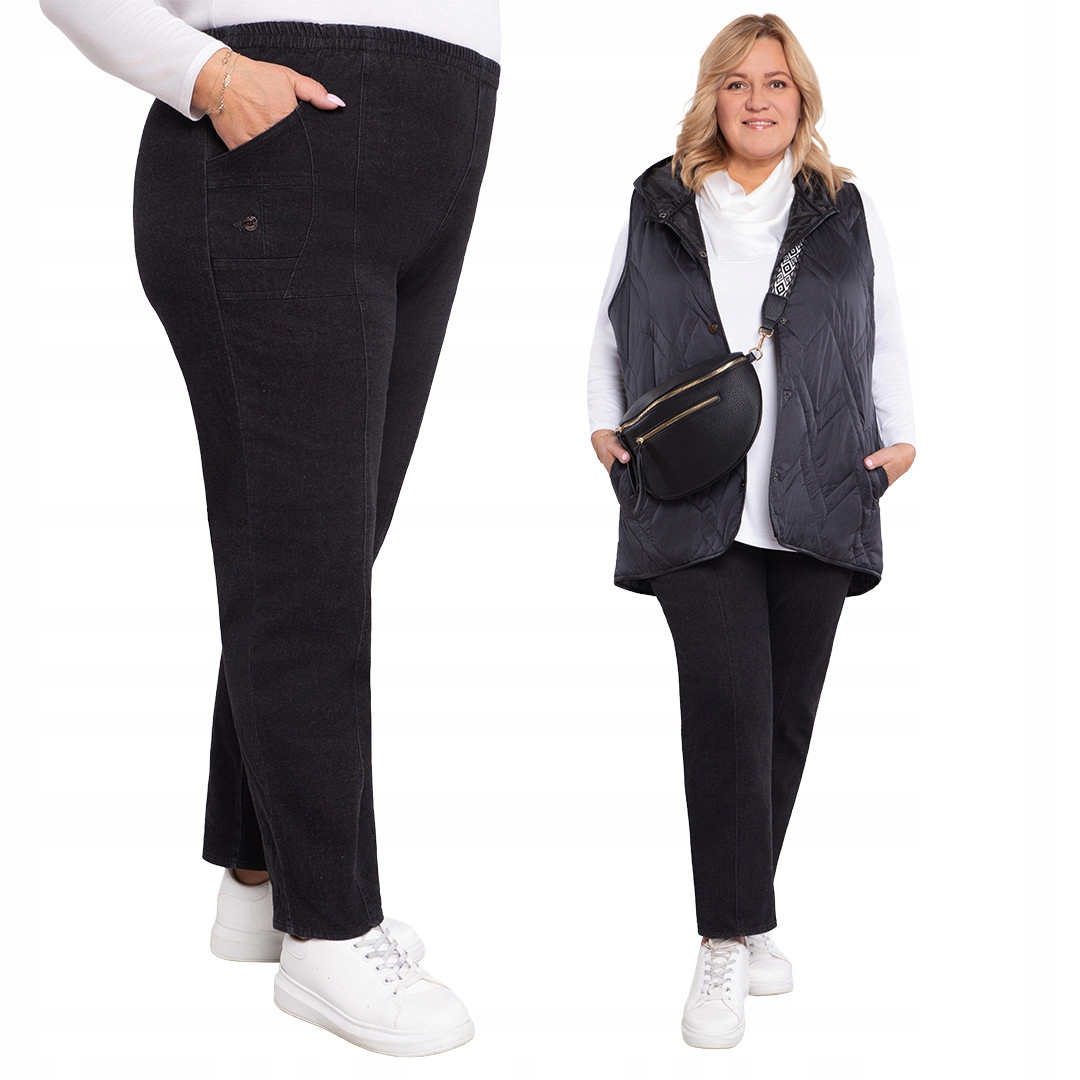 Černé dlouhé kalhoty s kapsami plus size velikost 52