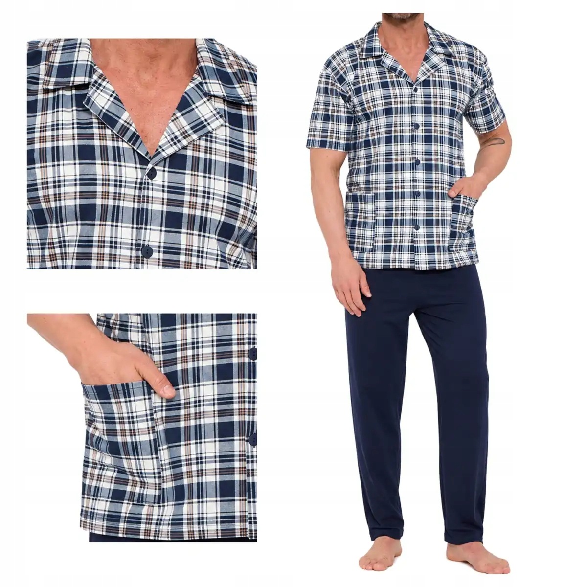Cornette Pánské bavlněné pyžamo s krátkým rukávem, rozepínací, velikost 318/61 plus XL